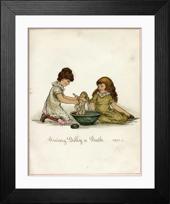 Framed Print : Giving Dolly a bath Framed Print : Giving Dolly a bath