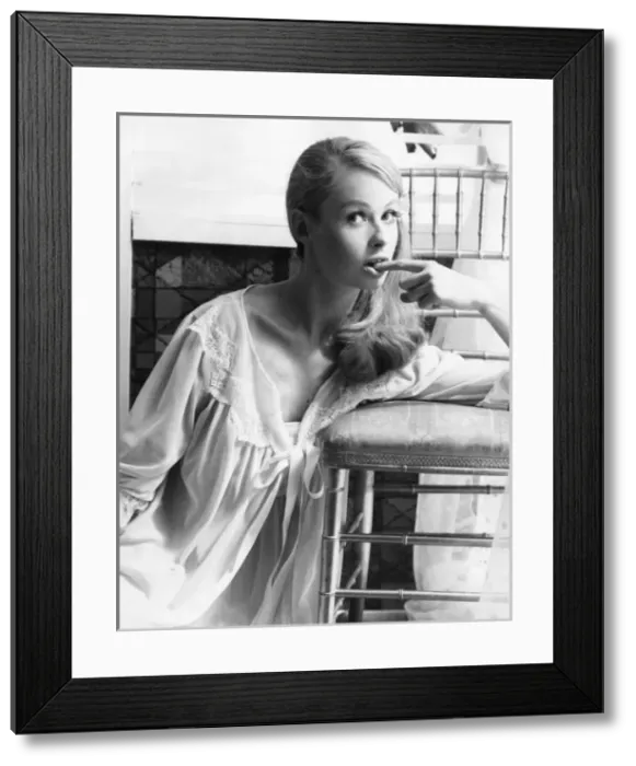 Framed Print : Model Sucking her Finger Framed Print : Model Sucking her Finger