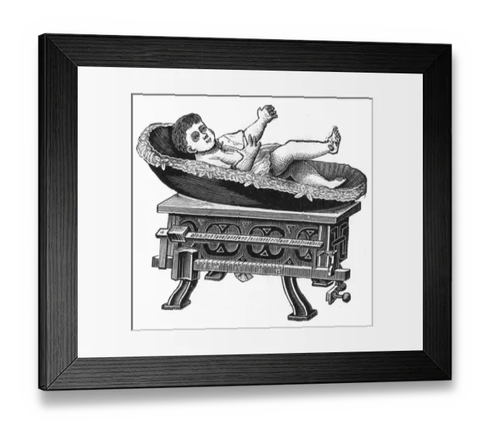 Framed Print : Weighing a Baby Framed Print : Weighing a Baby