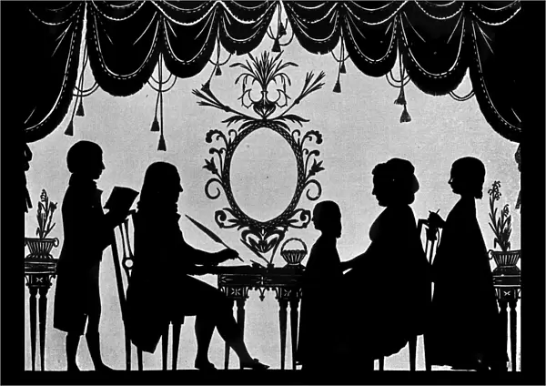 Silhouette portrait of the Burney family