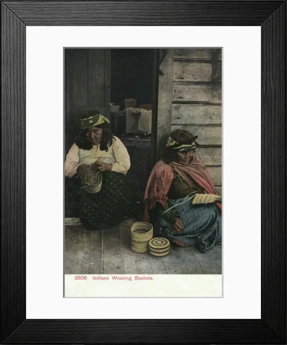 Framed Print : Elderly Native American women weaving baskets Framed Print : Elderly Native American women weaving baskets