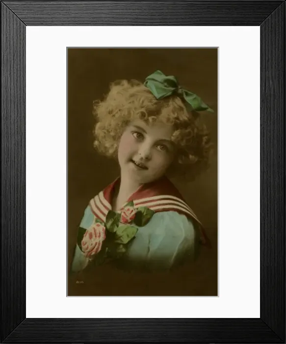 Framed Print : Little girl in sailor suit, with flowers Framed Print : Little girl in sailor suit, with flowers