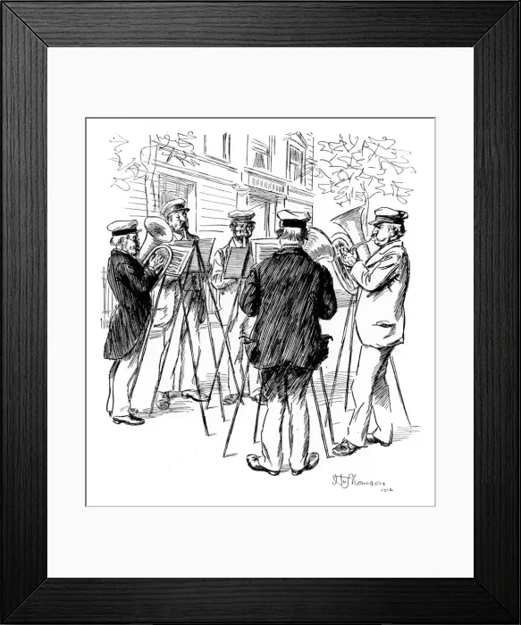 Framed Print : Street Music: German band in Bloomsbury, 1902 Framed Print : Street Music: German band in Bloomsbury, 1902