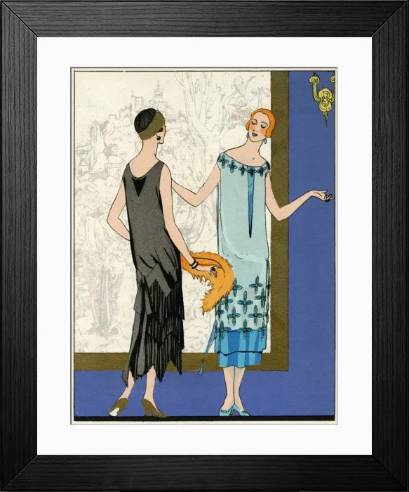 Framed Print : Two ladies in dresses by Doeuillet Framed Print : Two ladies in dresses by Doeuillet
