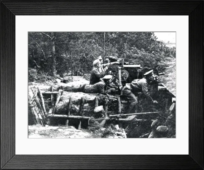 Framed Print : Machine gun section in a forest, Russian Front, WW1 Framed Print : Machine gun section in a forest, Russian Front, WW1