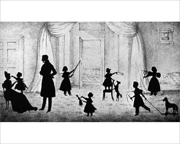 Silhouette of a family group