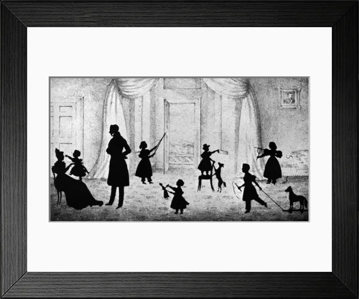Framed Print : Silhouette of a family group Framed Print : Silhouette of a family group