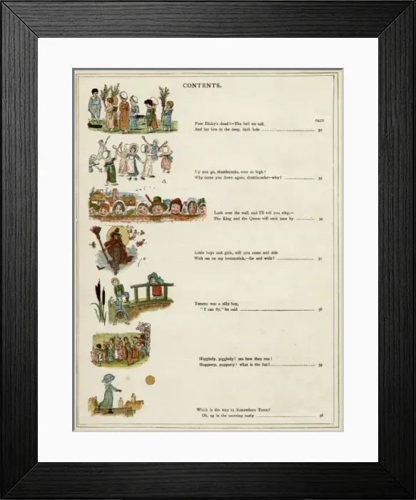 Framed Print : Contents page, Under the Window by Kate Greenaway Framed Print : Contents page, Under the Window by Kate Greenaway
