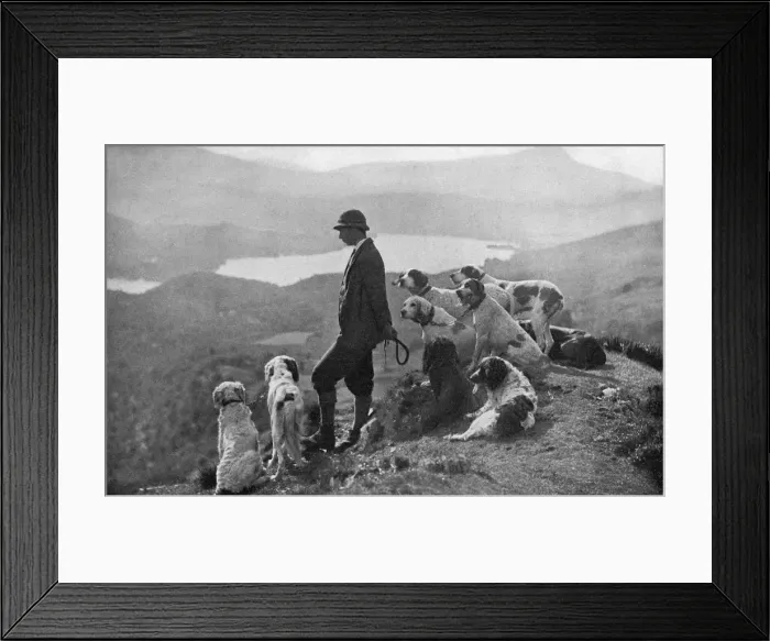 Framed Print : Game Keeper with dogs Framed Print : Game Keeper with dogs