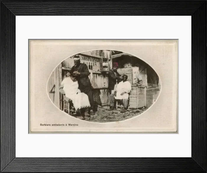 Framed Print : Travelling Barbers at Work - Mersin