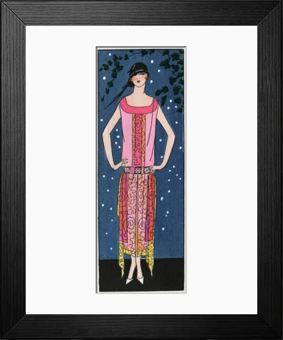 Framed Print : Young lady in salmon pink evening dress by Beer Framed Print : Young lady in salmon pink evening dress by Beer