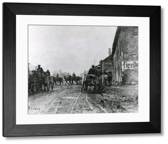 Framed Print : American artillery in Fleville, France, WW1 Framed Print : American artillery in Fleville, France, WW1