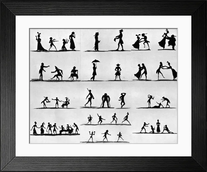 Framed Print : Comical silhouettes, unknown artist Framed Print : Comical silhouettes, unknown artist
