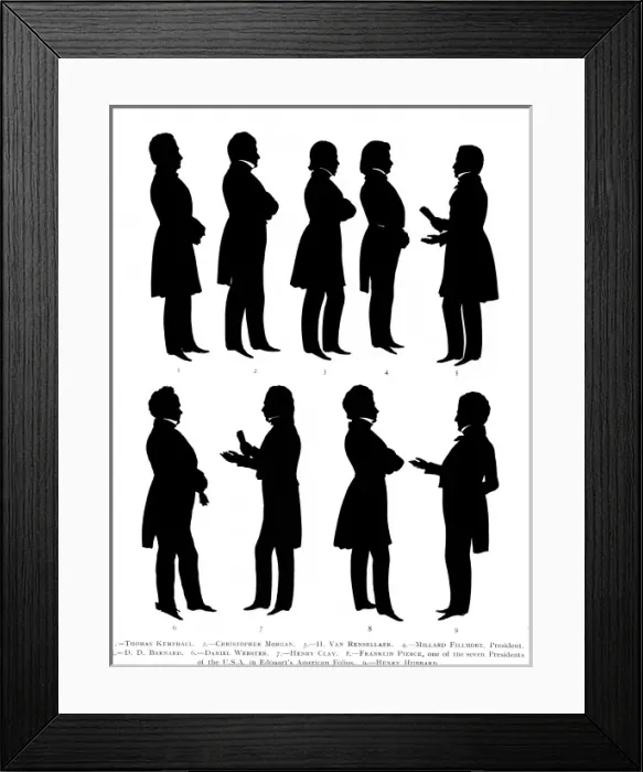 Framed Print : Series of silhouettes by August Edouart Framed Print : Series of silhouettes by August Edouart