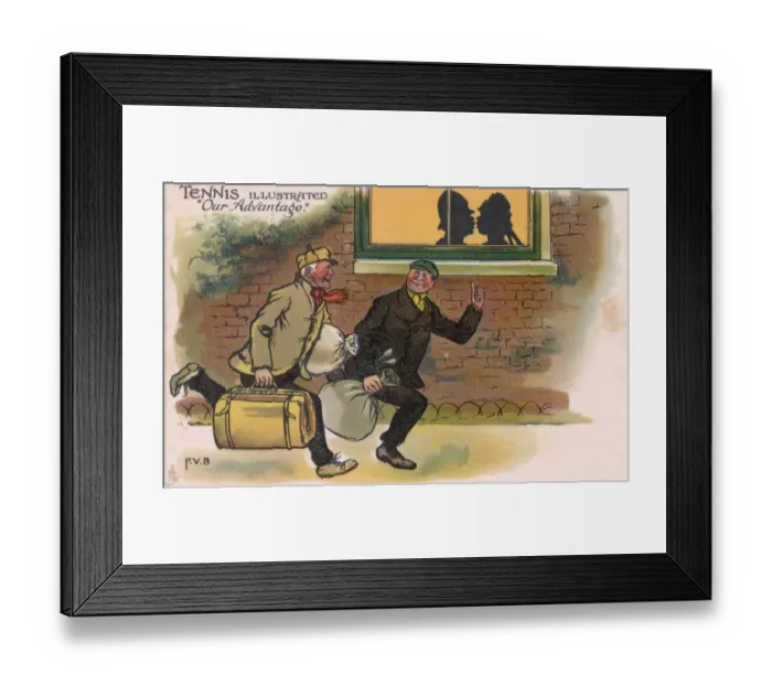 Framed Print : Tennis Illustrated - Comic Postcard - Our Advantage Framed Print : Tennis Illustrated - Comic Postcard - Our Advantage