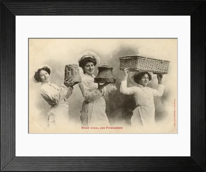Framed Print : Cooks presenting three delicacies Framed Print : Cooks presenting three delicacies