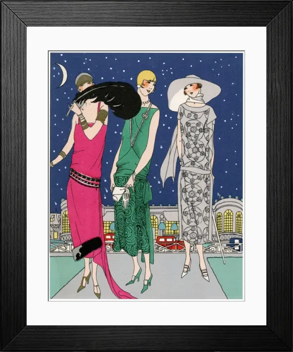 Framed Print : Three young ladies in evening outfits by Worth Framed Print : Three young ladies in evening outfits by Worth