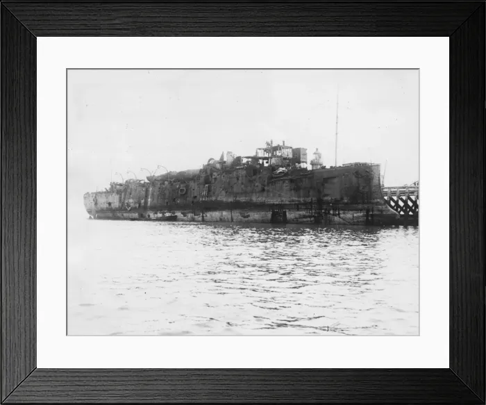 Framed Print : Wreck of HMS Vindictive, Ostend Harbour, Belgium, WW1 Framed Print : Wreck of HMS Vindictive, Ostend Harbour, Belgium, WW1