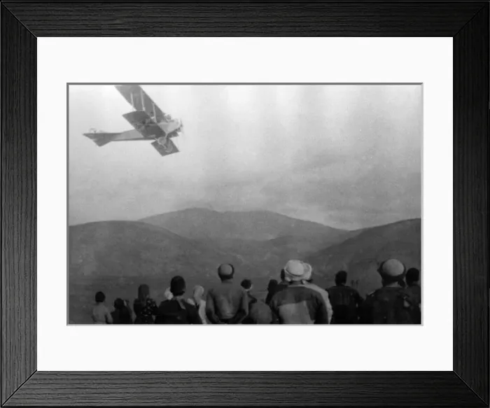 Framed Print : Albanians watching biplane, Serbia, WW1 Framed Print : Albanians watching biplane, Serbia, WW1