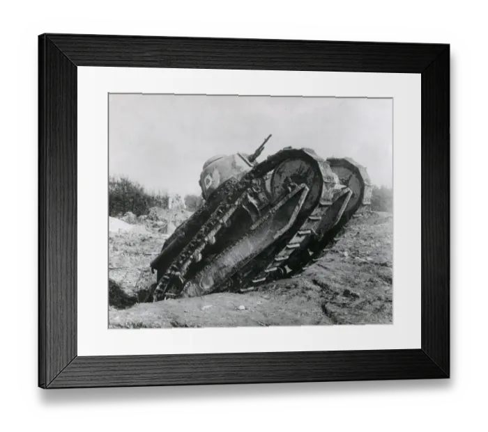 Framed Print : American tank on a battlefield, WW1 Framed Print : American tank on a battlefield, WW1