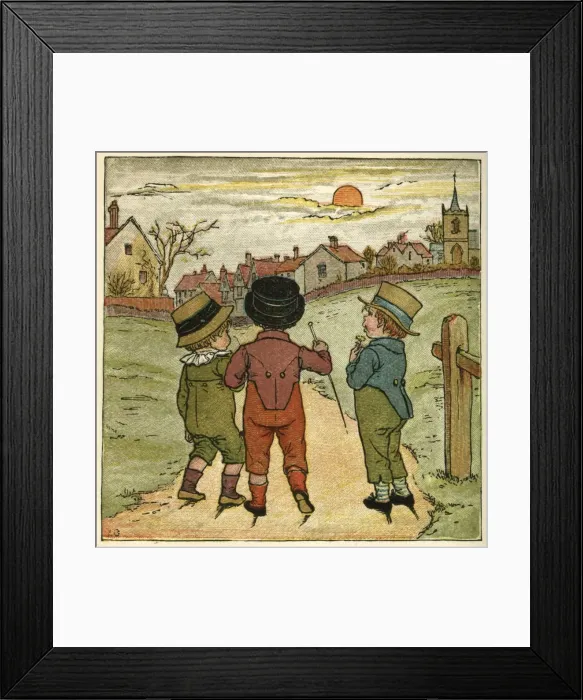 Framed Print : Three boys walking along a lane Framed Print : Three boys walking along a lane
