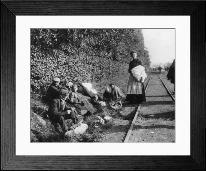Framed Print : Civilian refugees near Ghent, Belgium, WW1