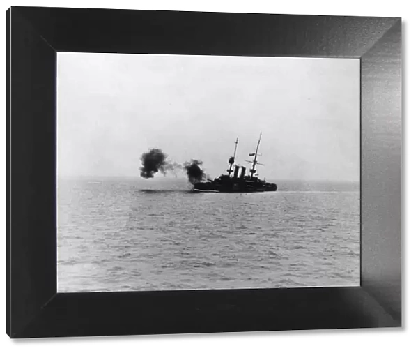 HMS Redoubtable bombarding off coast of Flanders, WW1