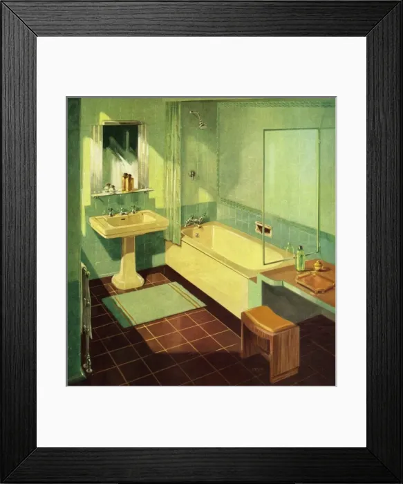 Framed Print : 1950s bathroom Framed Print : 1950s bathroom