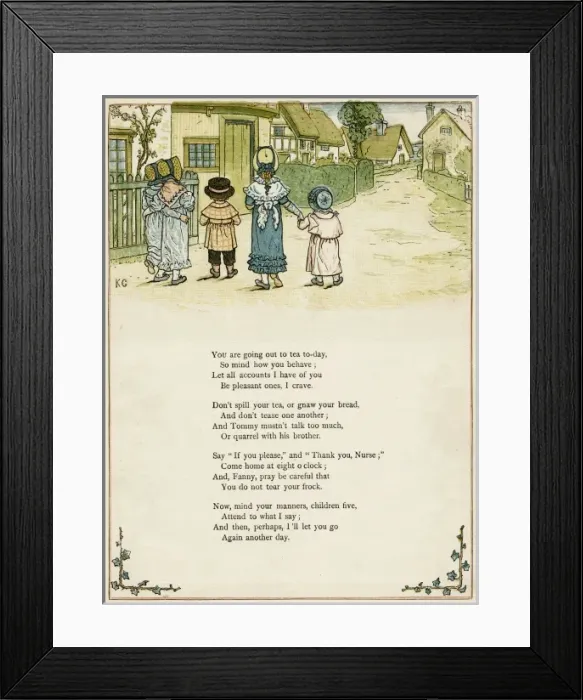Framed Print : Five children walking through a village Framed Print : Five children walking through a village