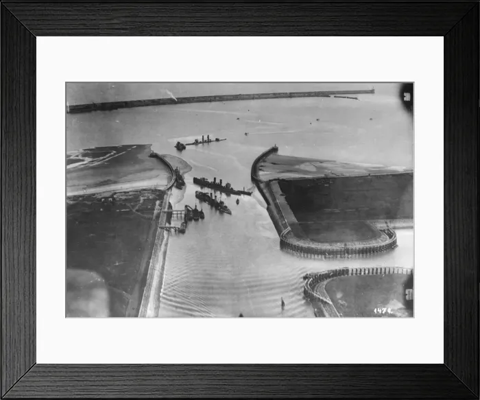 Framed Print : Aerial view of Bruges Canal, Zeebrugge, Belgium, WW1 Framed Print : Aerial view of Bruges Canal, Zeebrugge, Belgium, WW1