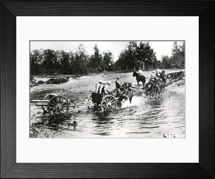 Framed Print : Russian artillery crossing a ford near St Petersburg, WW1 Framed Print : Russian artillery crossing a ford near St Petersburg, WW1