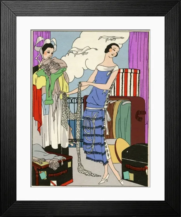 Framed Print : Lady in blue and white dress by Philippe et Gaston Framed Print : Lady in blue and white dress by Philippe et Gaston