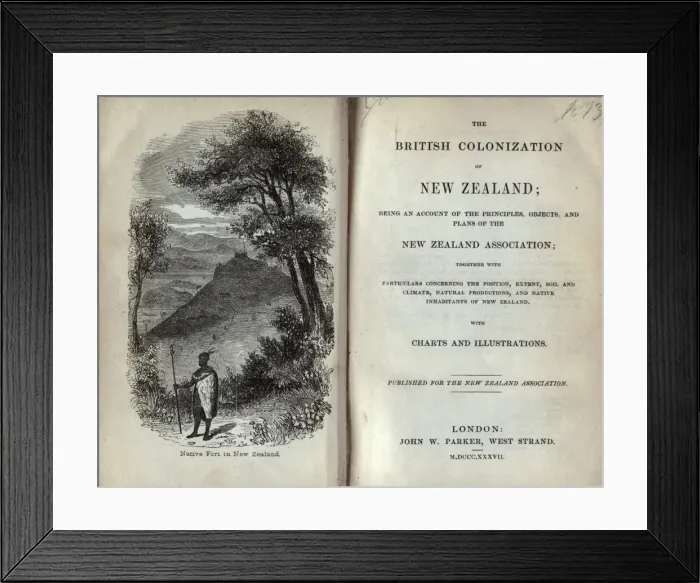 Framed Print : Title page and frontispiece, Colonization of New Zealand Framed Print : Title page and frontispiece, Colonization of New Zealand