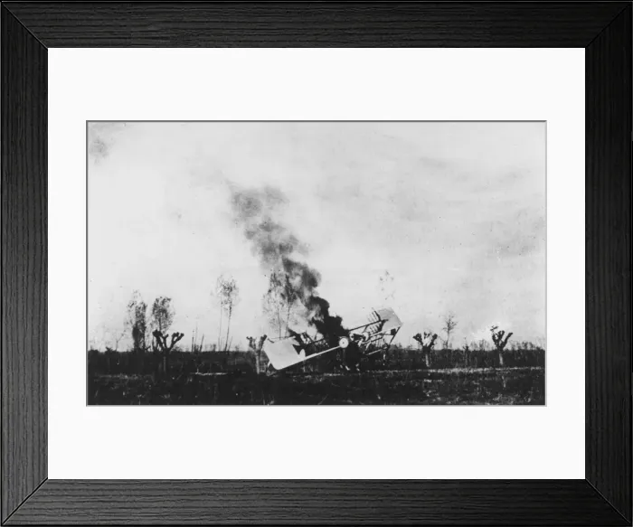 Framed Print : Austrian plane crashing, WW1 Framed Print : Austrian plane crashing, WW1