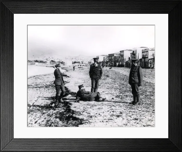 Framed Print : British soldiers on Castro Beach, Lemnos, WW1 Framed Print : British soldiers on Castro Beach, Lemnos, WW1