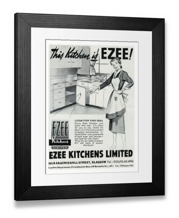 Framed Print : Ezee Kitchens advertisement Framed Print : Ezee Kitchens advertisement