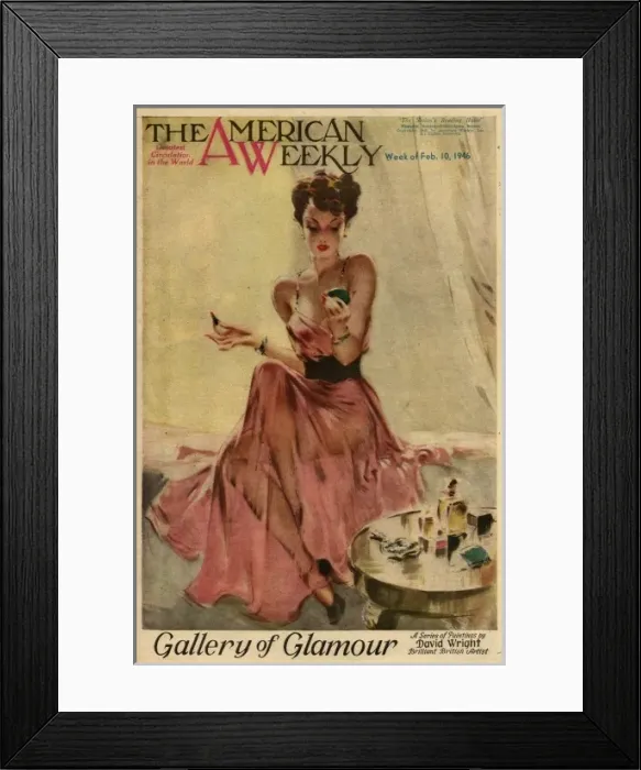 Framed Print : David Wright woman in pink evening dress Framed Print : David Wright woman in pink evening dress
