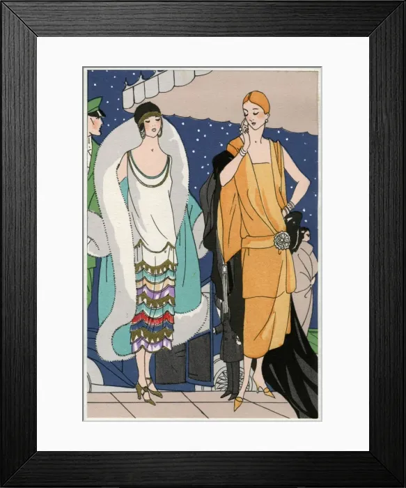 Framed Print : Two young ladies in outfits by Doeuillet and Paul Poiret Framed Print : Two young ladies in outfits by Doeuillet and Paul Poiret