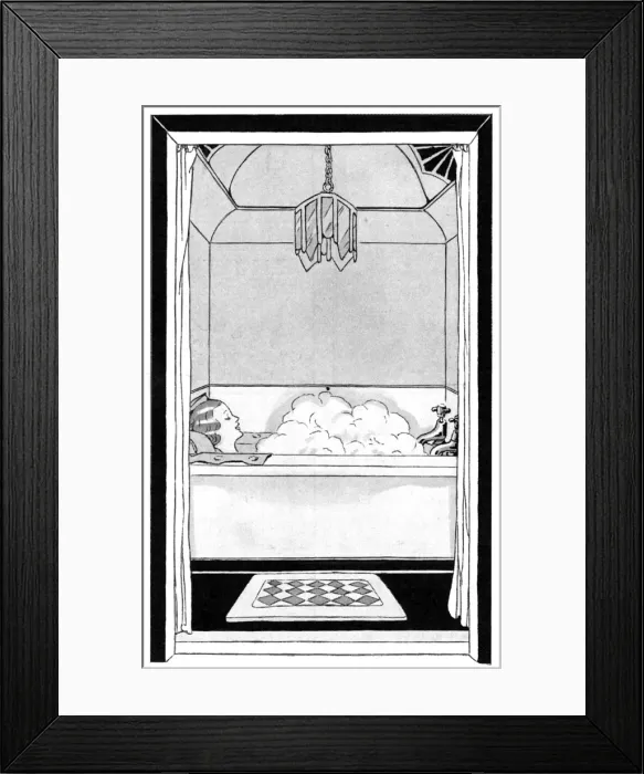 Framed Print : Enjoying a soak in the bath, 1930