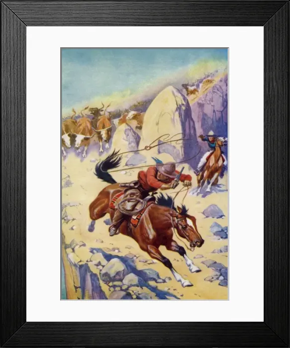 Framed Print : Lassoing a cattle thief Framed Print : Lassoing a cattle thief