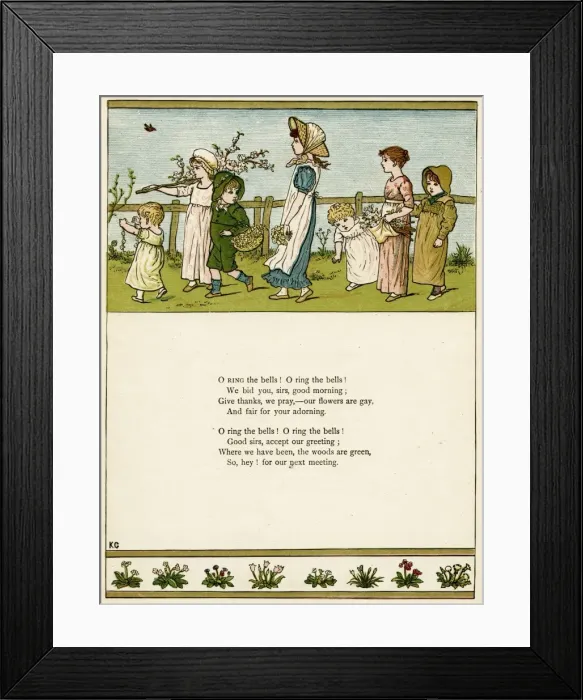 Framed Print : Seven children carrying flowers Framed Print : Seven children carrying flowers