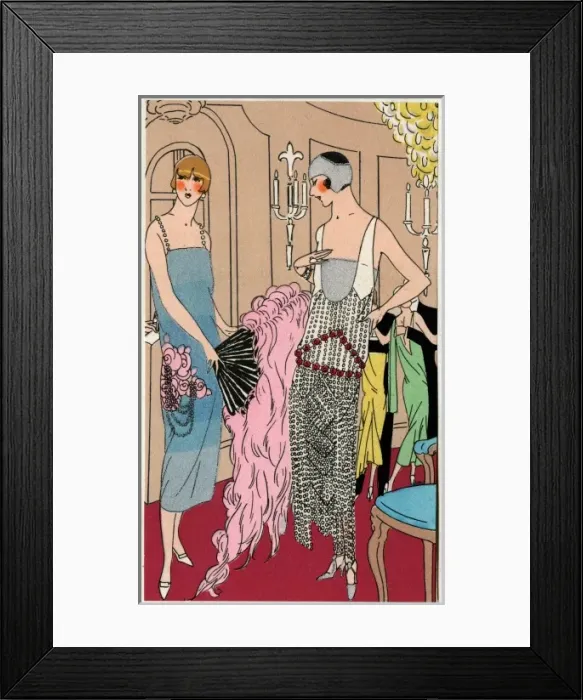 Framed Print : Two young ladies in evening dresses by Beer Framed Print : Two young ladies in evening dresses by Beer