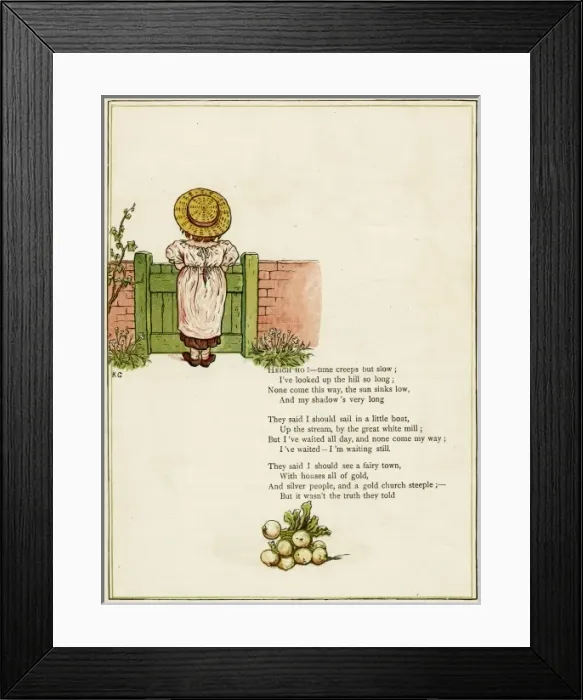 Framed Print : Little girl standing at a garden gate Framed Print : Little girl standing at a garden gate