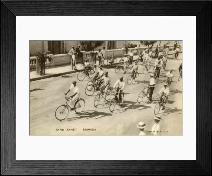 Framed Print : Cyclists in Hamilton, Bermuda Framed Print : Cyclists in Hamilton, Bermuda