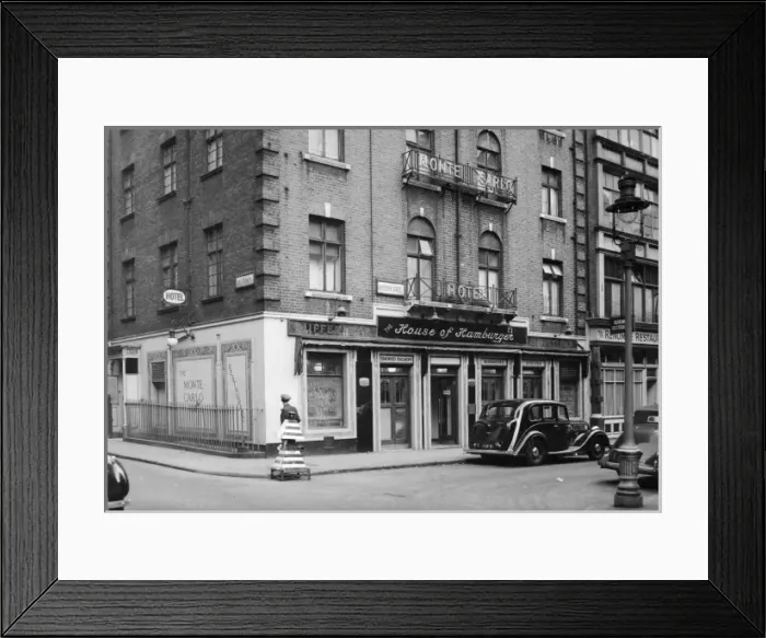 Framed Print : Monte Carlo Hotel, House of Hamburger, Leicester Street Framed Print : Monte Carlo Hotel, House of Hamburger, Leicester Street