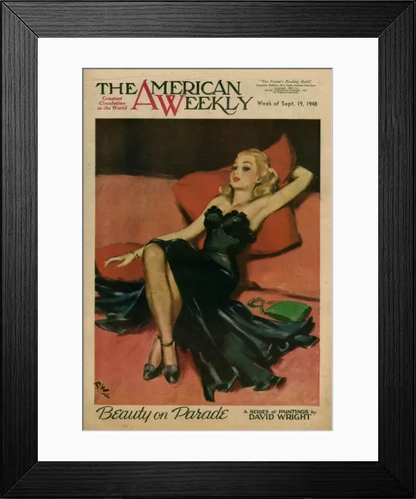 Framed Print : David Wright woman in black evening dress Framed Print : David Wright woman in black evening dress