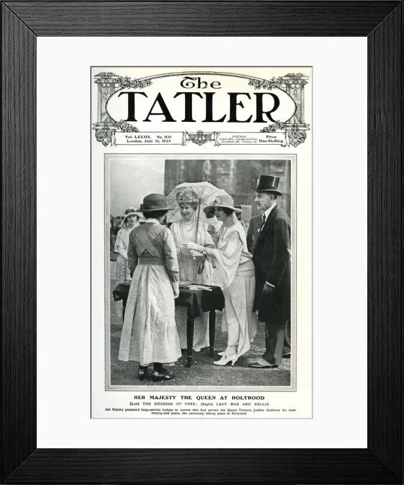 Framed Print : Queen Mary at Holyrood - presenting service badges Framed Print : Queen Mary at Holyrood - presenting service badges