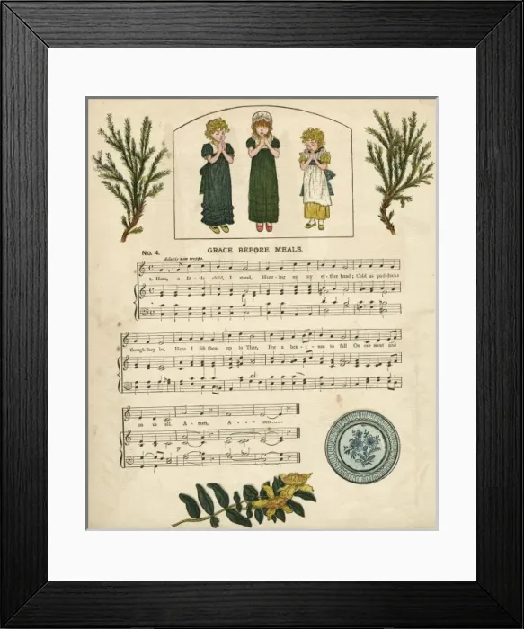 Framed Print : Illustration with music, Grace Before Meals Framed Print : Illustration with music, Grace Before Meals
