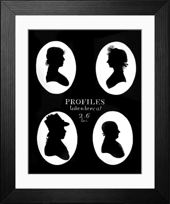 Framed Print : Silhouettist advertisement, early nineteenth centurh Framed Print : Silhouettist advertisement, early nineteenth centurh