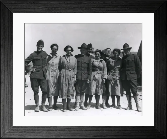 Framed Print : American soldiers relaxing with WaCs, WW1 Framed Print : American soldiers relaxing with WaCs, WW1
